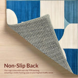 Ultra Soft Area Rug, Non Slip, Stain Resistant, Washable Area Rugs for Living Room, Bedroom, Contemporary Blue Beige Area Modern Geometric Design(Blue)