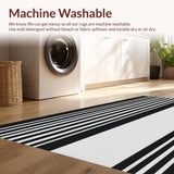 Ultra Soft Area Rug, Non Slip, Stain Resistant, Washable Area Rugs for Living Room, Bedroom, Coastal Cabana Dual Tone Horizontal Lined All Weather Durable Mat(Black)