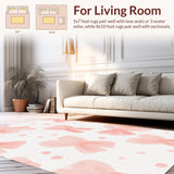 Ultra Soft Area Rug, Non Slip, Stain Resistant, Washable Area Rugs for Living Room, Bedroom, Sweetheart Bowknot Rug: Pastel Pink and White Boho Floor Covering(Beige)