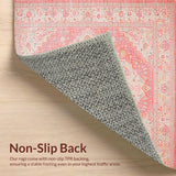 Ultra Soft Area Rug, Non Slip, Stain Resistant, Washable Area Rugs for Living Room, Bedroom, Calming Ogee Medallion Scheme(Pink)