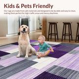 Ultra Soft Area Rug, Non Slip, Stain Resistant, Washable Area Rugs for Living Room, Bedroom, Minimalist Ogee Pattern Composition(Purple)