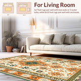 Ultra Soft Area Rug, Non Slip, Stain Resistant, Washable Area Rugs for Living Room, Bedroom, Dark Orange and Green Dorm Rug for Cozy Spaces(Beige)