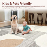 Ultra Soft Area Rug, Non Slip, Stain Resistant, Washable Area Rugs for Living Room, Bedroom, Serene Minimalist Creamy Wavy Design(Gray)