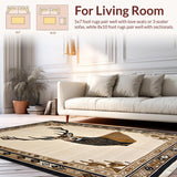 Ultra Soft Area Rug, Non Slip, Stain Resistant, Washable Area Rugs for Living Room, Bedroom, Glamorous Multicolored Animal Motif(Beige)
