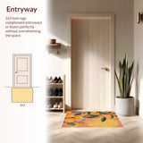Ultra Soft Area Rug, Non Slip, Stain Resistant, Washable Area Rugs for Living Room, Bedroom, Blush Area Rug Featuring Bright Peach and Vivid Green Pattern(Orange)