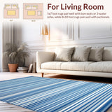 Ultra Soft Area Rug, Non Slip, Stain Resistant, Washable Area Rugs for Living Room, Bedroom, Artful Muted Color Harmony(Blue)