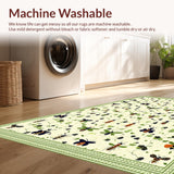 Ultra Soft Area Rug, Non Slip, Stain Resistant, Washable Area Rugs for Living Room, Bedroom, Whimsical Insect Motif Accent(Beige)