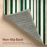Ultra Soft Area Rug, Non Slip, Stain Resistant, Washable Area Rugs for Living Room, Bedroom, Contemporary Striped Area in Rich Beige and Emerald Green Tones(Green)