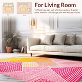 Ultra Soft Area Rug, Non Slip, Stain Resistant, Washable Area Rugs for Living Room, Bedroom, Delicate Modern Lattice Aesthetic(Yellow)
