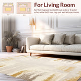 Ultra Soft Area Rug, Non Slip, Stain Resistant, Washable Area Rugs for Living Room, Bedroom, Animal Print Area Elegant Tiger Stripes(Beige)