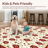 Ultra Soft Area Rug, Non Slip, Stain Resistant, Washable Area Rugs for Living Room, Bedroom, Elegant Floral Area Pet & Kid Proof Non Slip(Beige)