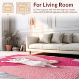 Ultra Soft Area Rug, Non Slip, Stain Resistant, Washable Area Rugs for Living Room, Bedroom, Cute Pink Cat Rug for Kids Bedroom(Pink)