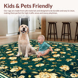 Ultra Soft Area Rug, Non Slip, Stain Resistant, Washable Area Rugs for Living Room, Bedroom, Distressed Dark Green Bedroom Vintage Accent Rug(Green)