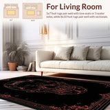 Ultra Soft Area Rug, Non Slip, Stain Resistant, Washable Area Rugs for Living Room, Bedroom, Mysterious Grunge Skull Pattern(Black)