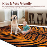 Ultra Soft Area Rug, Non Slip, Stain Resistant, Washable Area Rugs for Living Room, Bedroom, Chic Rustic Tiger Motif Elegance(Black)