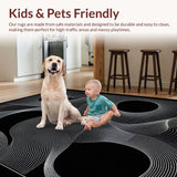 Ultra Soft Area Rug, Non Slip, Stain Resistant, Washable Area Rugs for Living Room, Bedroom, Striking Bold Contrast Pattern(Black)