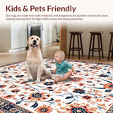 Ultra Soft Area Rug, Non Slip, Stain Resistant, Washable Area Rugs for Living Room, Bedroom, Luxurious Faded Botanical Design(White)