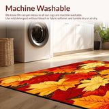 Ultra Soft Area Rug, Non Slip, Stain Resistant, Washable Area Rugs for Living Room, Bedroom, Vibrant Autumn Leaves Area Rug(Red)