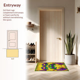 Ultra Soft Area Rug, Non Slip, Stain Resistant, Washable Area Rugs for Living Room, Bedroom, Contemporary Mardi Gras Flair(Yellow)
