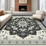 Ultra Soft Area Rug, Non Slip, Stain Resistant, Washable Area Rugs for Living Room, Bedroom, Elegant Floral Lattice Design Approach(Black)