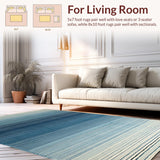 Ultra Soft Area Rug, Non Slip, Stain Resistant, Washable Area Rugs for Living Room, Bedroom, Soft Striped Area Rug: Contemporary Ombre Carpet(Blue)