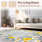 Ultra Soft Area Rug, Non Slip, Stain Resistant, Washable Area Rugs for Living Room, Bedroom, Playful Cozy Flower Arrangement(Gray)