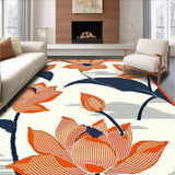 Ultra Soft Area Rug, Non Slip, Stain Resistant, Washable Area Rugs for Living Room, Bedroom, Vibrant Botanical Leaf Arrangement(Orange)