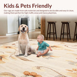 Ultra Soft Area Rug, Non Slip, Stain Resistant, Washable Area Rugs for Living Room, Bedroom, Boho Chic Area Abstract Floral Design Non Slip Home Decor(Beige)