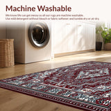 Ultra Soft Area Rug, Non Slip, Stain Resistant, Washable Area Rugs for Living Room, Bedroom, Boho Intricate(Red)