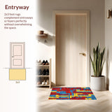 Ultra Soft Area Rug, Non Slip, Stain Resistant, Washable Area Rugs for Living Room, Bedroom, Colorful Interactive Landscape Play Area(Red)