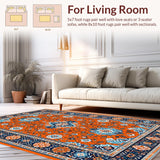 Ultra Soft Area Rug, Non Slip, Stain Resistant, Washable Area Rugs for Living Room, Bedroom, Vibrant Geometric Color Contrast(Orange)