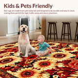 Ultra Soft Area Rug, Non Slip, Stain Resistant, Washable Area Rugs for Living Room, Bedroom, Striking Handwoven Floral Elegance(Red)