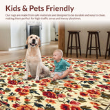 Ultra Soft Area Rug, Non Slip, Stain Resistant, Washable Area Rugs for Living Room, Bedroom, Boho Chic Area Floral Kitchen Mat(Beige)
