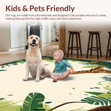 Ultra Soft Area Rug, Non Slip, Stain Resistant, Washable Area Rugs for Living Room, Bedroom, Safari Adventure Area Featuring Playful Giraffes and Jungle Vibes(Green)