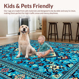 Ultra Soft Area Rug, Non Slip, Stain Resistant, Washable Area Rugs for Living Room, Bedroom, Hand-Tufted Blue Oushak Living Room Wool Rug(Blue)