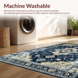 Ultra Soft Area Rug, Non Slip, Stain Resistant, Washable Area Rugs for Living Room, Bedroom, Rustic Textured Abstract Motif(Blue)