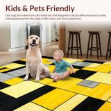 Ultra Soft Area Rug, Non Slip, Stain Resistant, Washable Area Rugs for Living Room, Bedroom, Dynamic Modern Linear Interpretation(Yellow)