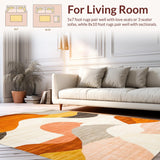 Ultra Soft Area Rug, Non Slip, Stain Resistant, Washable Area Rugs for Living Room, Bedroom, Sophisticated Modern Organic Motif(Beige)