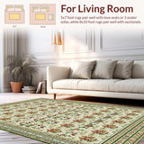 Ultra Soft Area Rug, Non Slip, Stain Resistant, Washable Area Rugs for Living Room, Bedroom, Boho Olive Green Living Room Washable Rug(Beige)