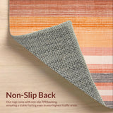 Ultra Soft Area Rug, Non Slip, Stain Resistant, Washable Area Rugs for Living Room, Bedroom, Modern Peach Cascade Rug Non Slip Absorbent Velvet Feel Linear Ombre Accent Mat(Orange)