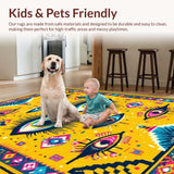 Ultra Soft Area Rug, Non Slip, Stain Resistant, Washable Area Rugs for Living Room, Bedroom, Dynamic Color Blocking Design(Yellow)