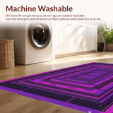 Ultra Soft Area Rug, Non Slip, Stain Resistant, Washable Area Rugs for Living Room, Bedroom, Edgy Black and Pink Graphics(Purple)