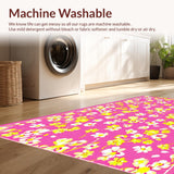 Ultra Soft Area Rug, Non Slip, Stain Resistant, Washable Area Rugs for Living Room, Bedroom, Whimsical Geometric Flower Motif(Pink)