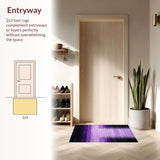 Ultra Soft Area Rug, Non Slip, Stain Resistant, Washable Area Rugs for Living Room, Bedroom, Dynamic Color-Shifted Geometric Motif(Purple)