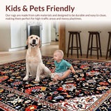 Ultra Soft Area Rug, Non Slip, Stain Resistant, Washable Area Rugs for Living Room, Bedroom, Artistic Black and Red Nature Design(Black)