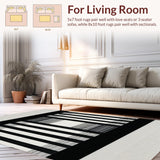 Ultra Soft Area Rug, Non Slip, Stain Resistant, Washable Area Rugs for Living Room, Bedroom, Zebra Dance Graphic Stripe Accent Rug Modern Floor Art(Black)