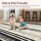 Ultra Soft Area Rug, Non Slip, Stain Resistant, Washable Area Rugs for Living Room, Bedroom, Contemporary Animal Print Fusion(Black)