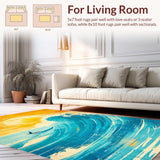 Ultra Soft Area Rug, Non Slip, Stain Resistant, Washable Area Rugs for Living Room, Bedroom, Coastal Surfboard Decor Rug Tropical Vibe Floor Mat Funny Art(Yellow)