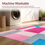 Ultra Soft Area Rug, Non Slip, Stain Resistant, Washable Area Rugs for Living Room, Bedroom, Joyful Colorful Educational Elements(Pink)