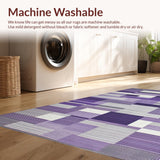 Ultra Soft Area Rug, Non Slip, Stain Resistant, Washable Area Rugs for Living Room, Bedroom, Elegant Grey Purple Symmetrical Design(Purple)